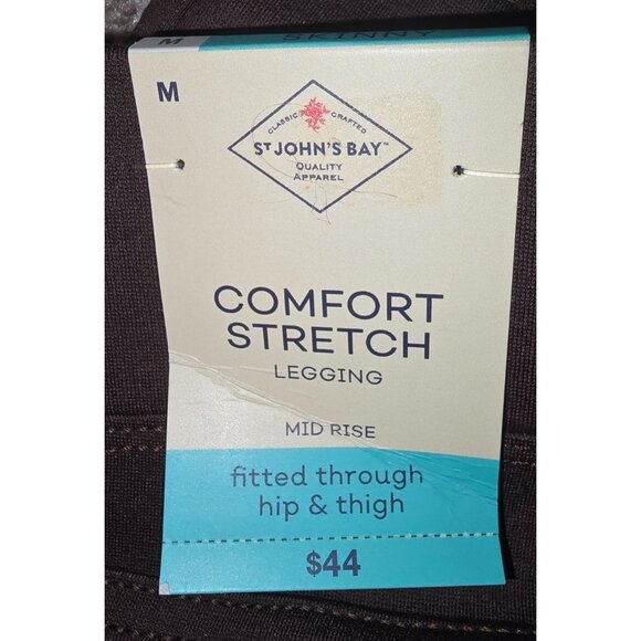 St. Johns Bay Womens Skinny Leg Ponte Pants Medium Chocolate Brown Stretch Comfo - Picture 8 of 8